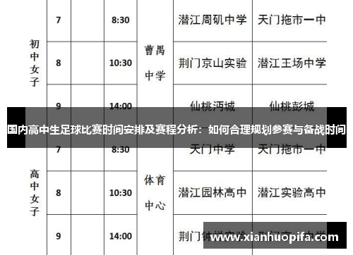 国内高中生足球比赛时间安排及赛程分析：如何合理规划参赛与备战时间